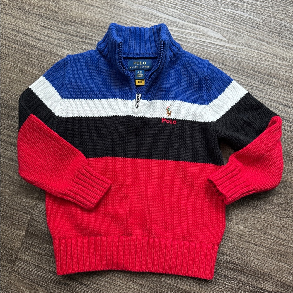 Polo by Ralph Lauren Toddler Boy’s Quarter Zip Up Sweater - Picture 4 of 5